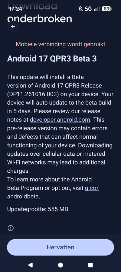 Android 17 QPR3 Beta 3