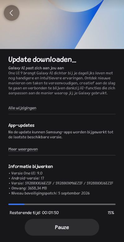 Samsung Galaxy S24 android 17