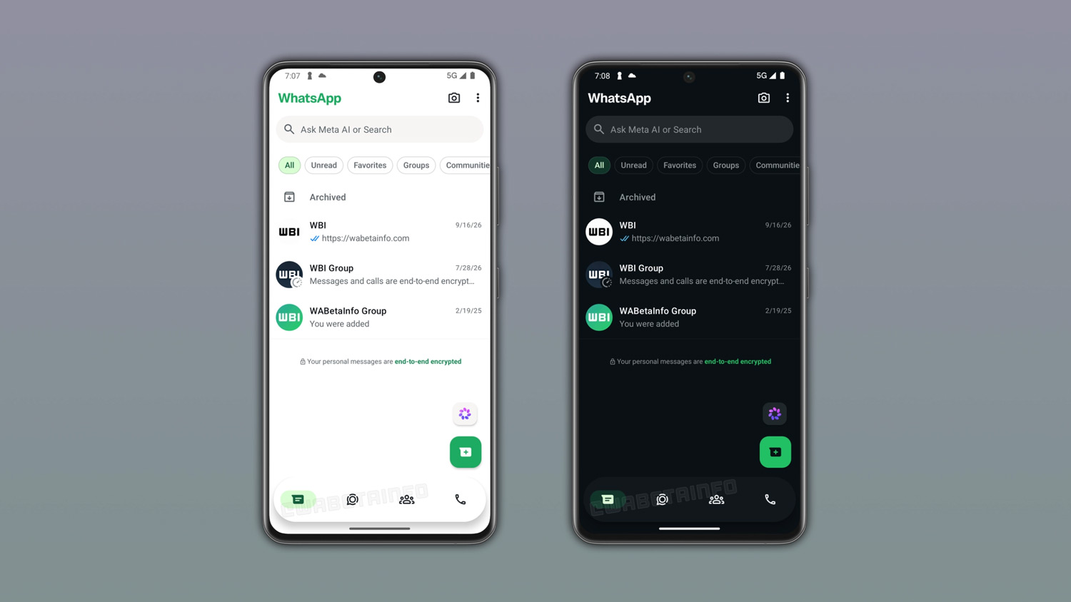 WhatsApp navigatiebalk
