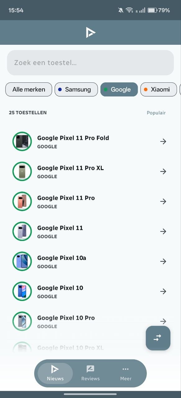 DroidApp App 5.0 toestellen